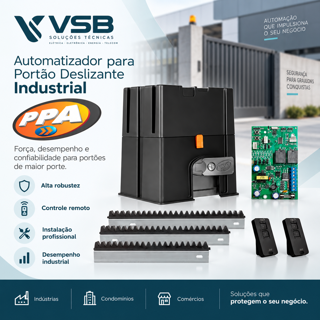 Automatizador para Portão Deslizante Industrial — PPA