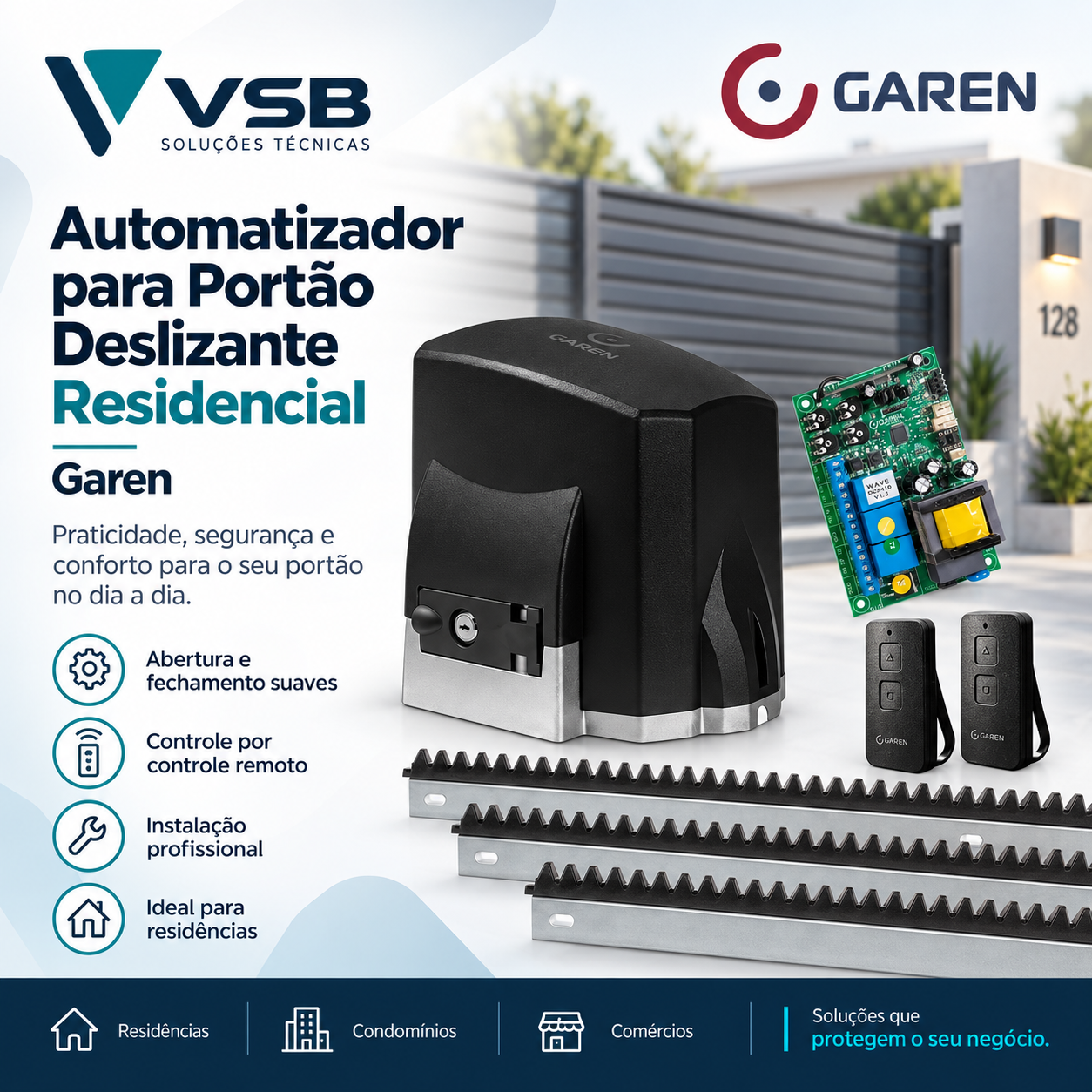 Automatizador para Portão Deslizante Residencial — Garen