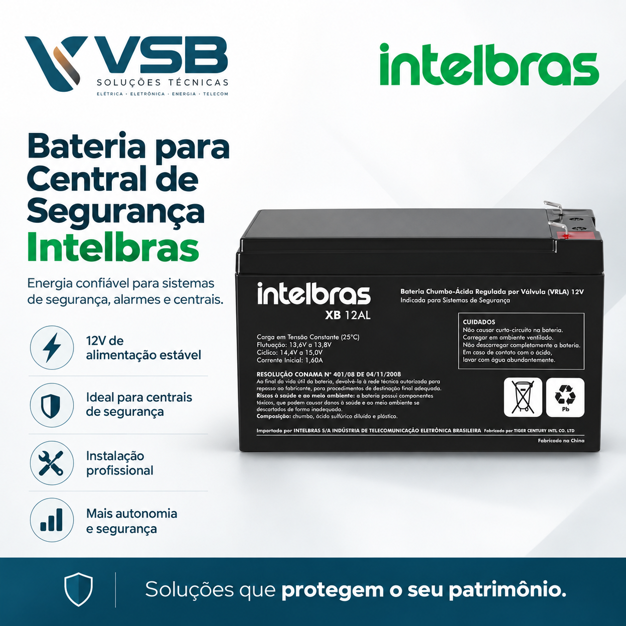 Bateria para Central de Segurança — Intelbras